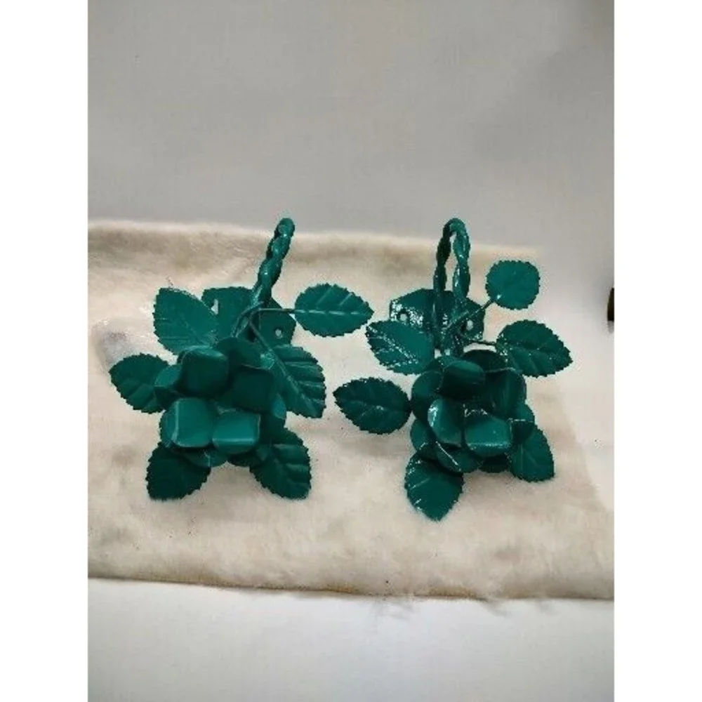 Metal Green Floral &Leaves Curtain Tie Backs With Hardware